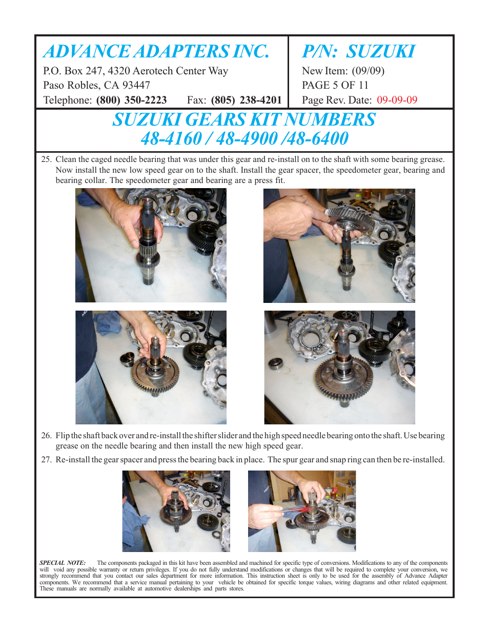 Advance adapters inc. p/n: suzuki | Advance Adapters 48-6400 User Manual | Page 5 / 11