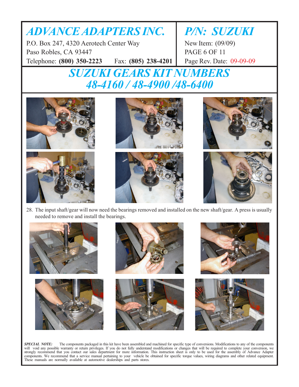 Advance adapters inc. p/n: suzuki | Advance Adapters 48-6400 User Manual | Page 6 / 11