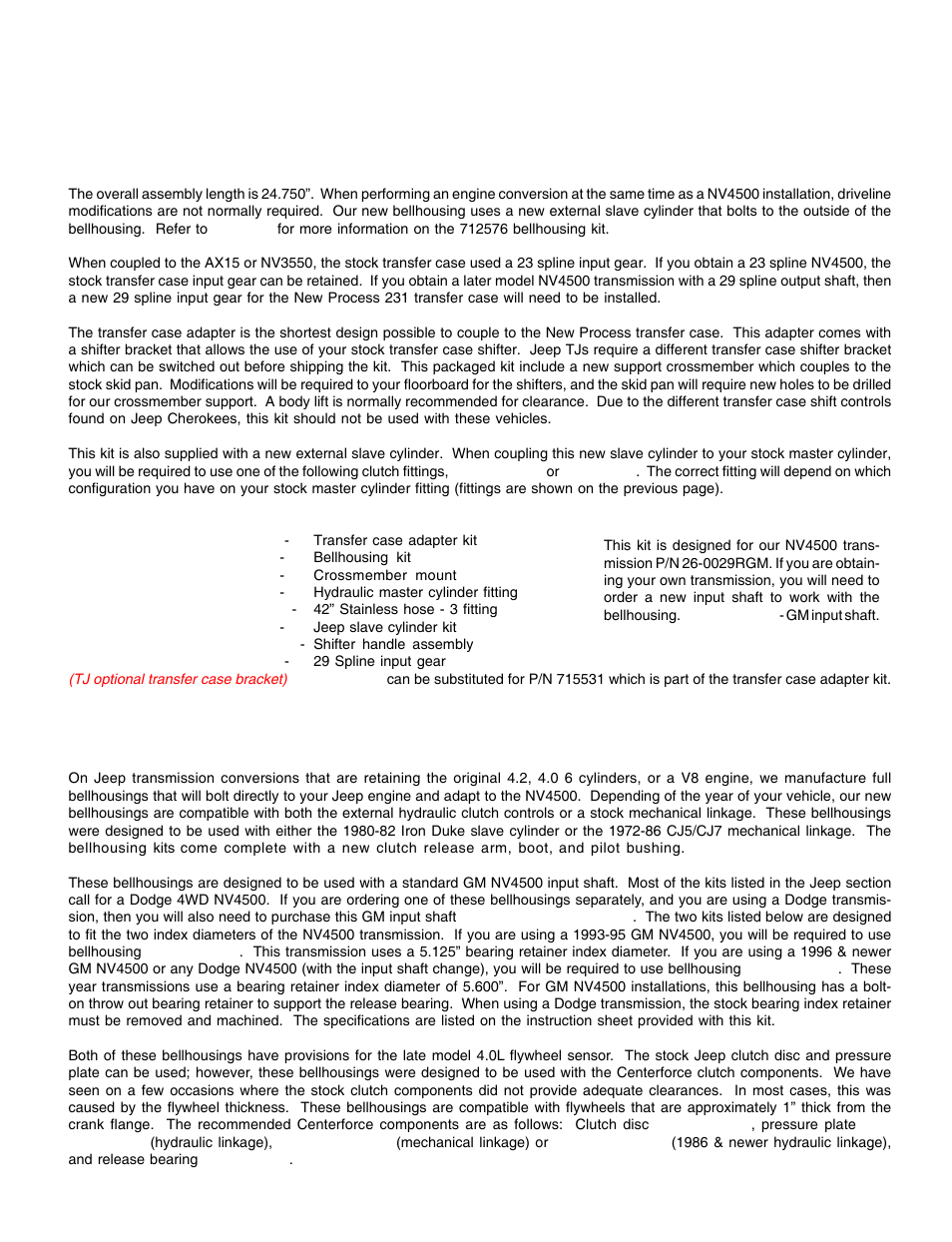 Amc full bellhousings for the nv4500 | Advance Adapters AX15 User Manual | Page 26 / 57