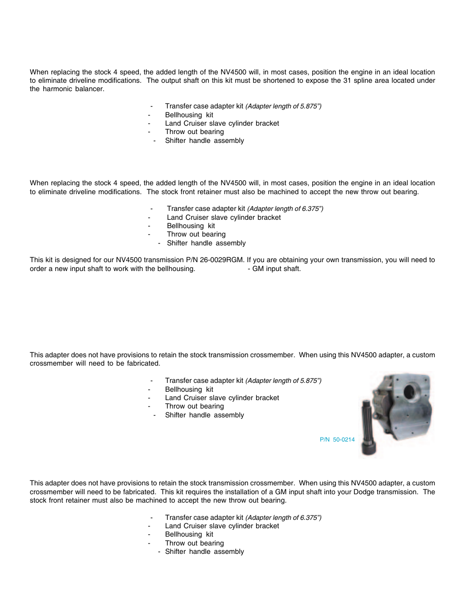 Replacing the 4 speed transmission, Replacing the 4 speed transmission with the | Advance Adapters AX15 User Manual | Page 31 / 57