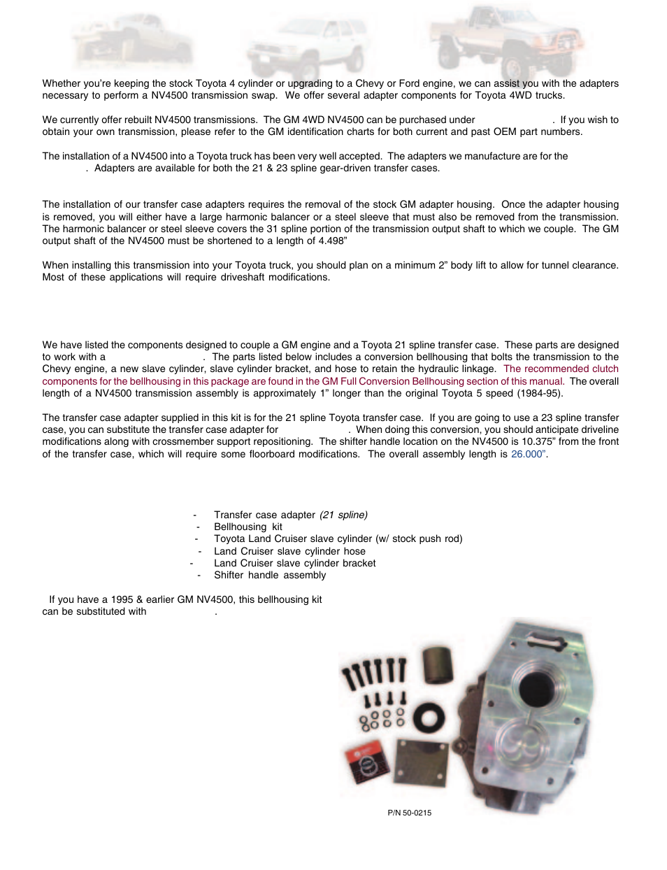 Individual components for toyota trucks, Toyota truck chevy v6 & v8 | Advance Adapters AX15 User Manual | Page 43 / 57