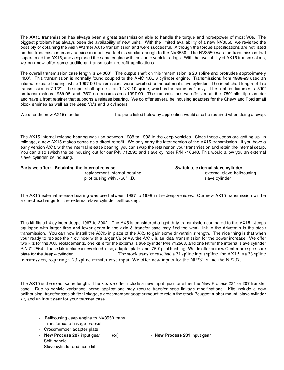 Ax15 transmissions | Advance Adapters AX15 User Manual | Page 56 / 57