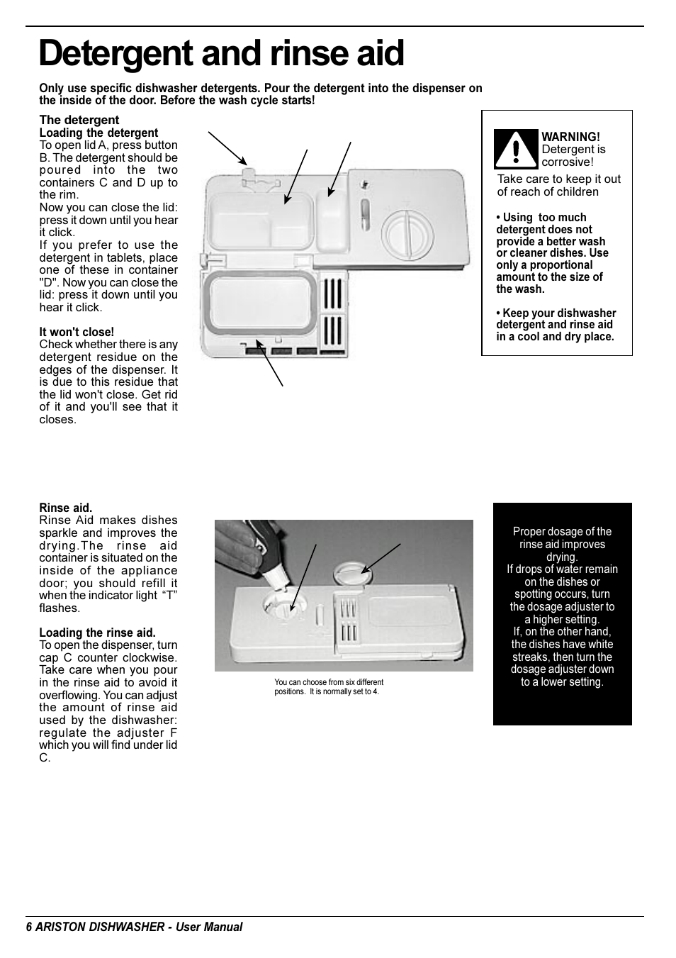 Detergent and rinse aid | Ariston LI 700 I User Manual | Page 8 / 36