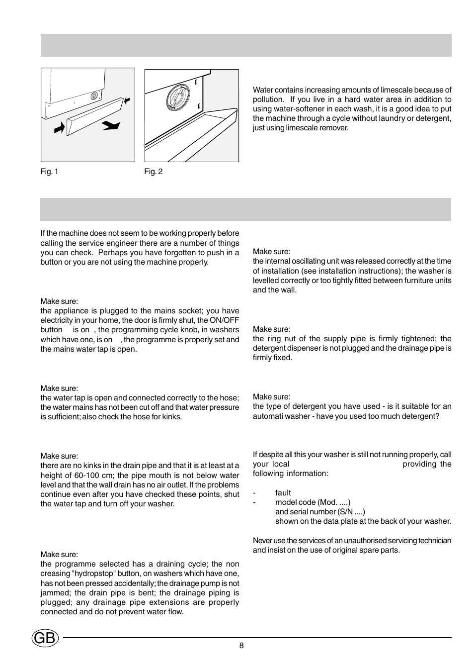 Trouble shooting | Ariston S1200AUK User Manual | Page 9 / 12