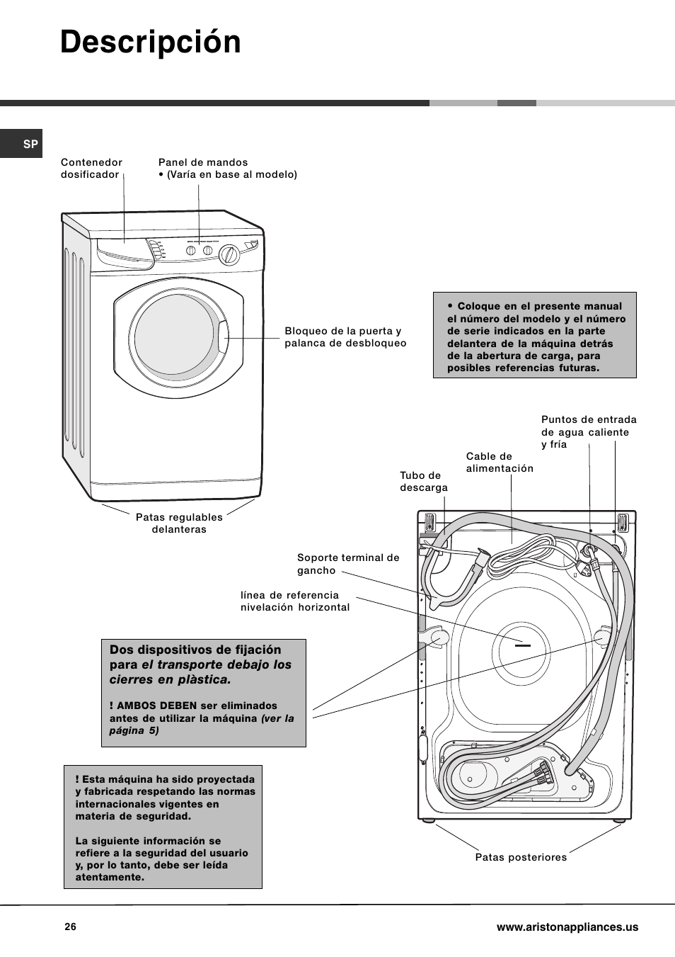 Descripción | Ariston AW 129 User Manual | Page 26 / 72