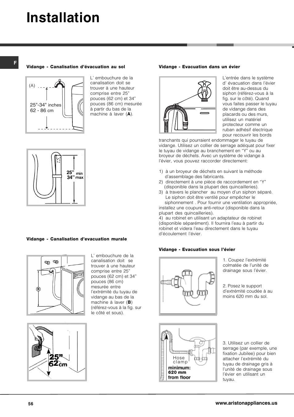 Installation | Ariston AW 129 User Manual | Page 56 / 72