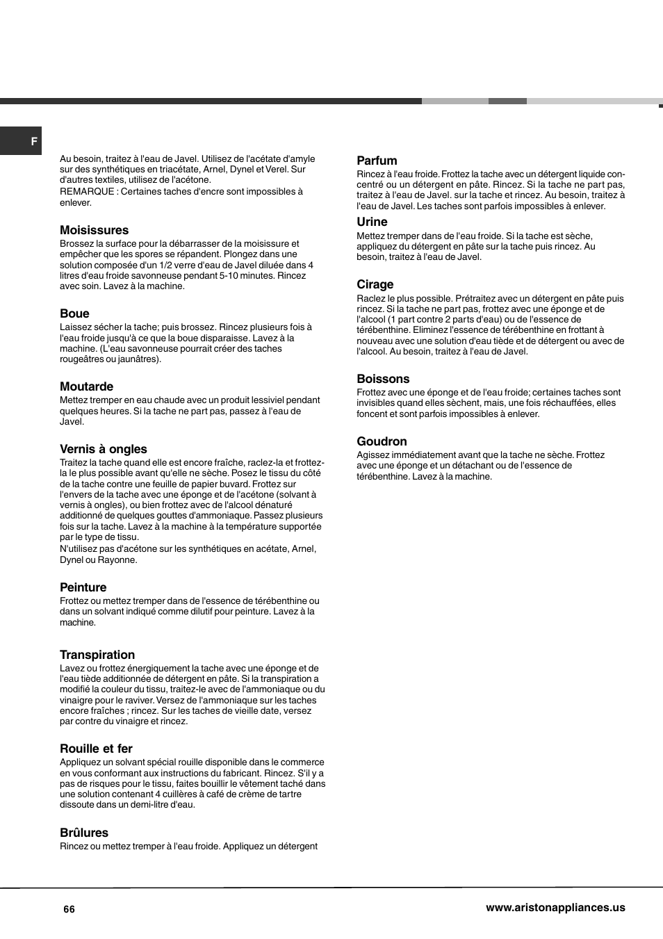 Ariston AW 129 User Manual | Page 66 / 72