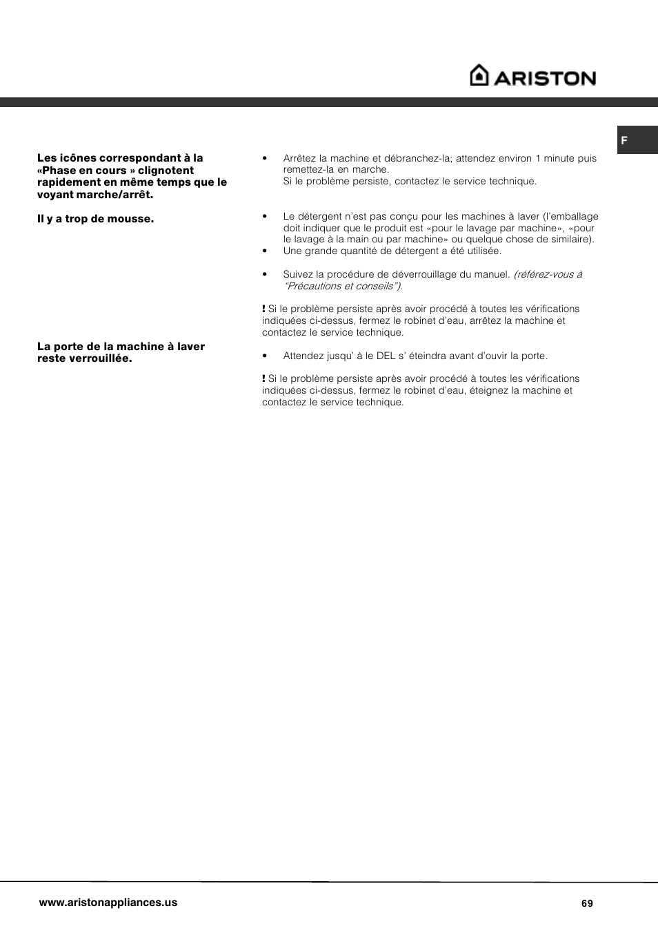 Ariston AW 129 User Manual | Page 69 / 72