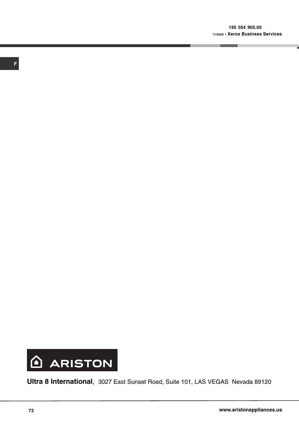 Ultra 8 international | Ariston AW 129 User Manual | Page 72 / 72