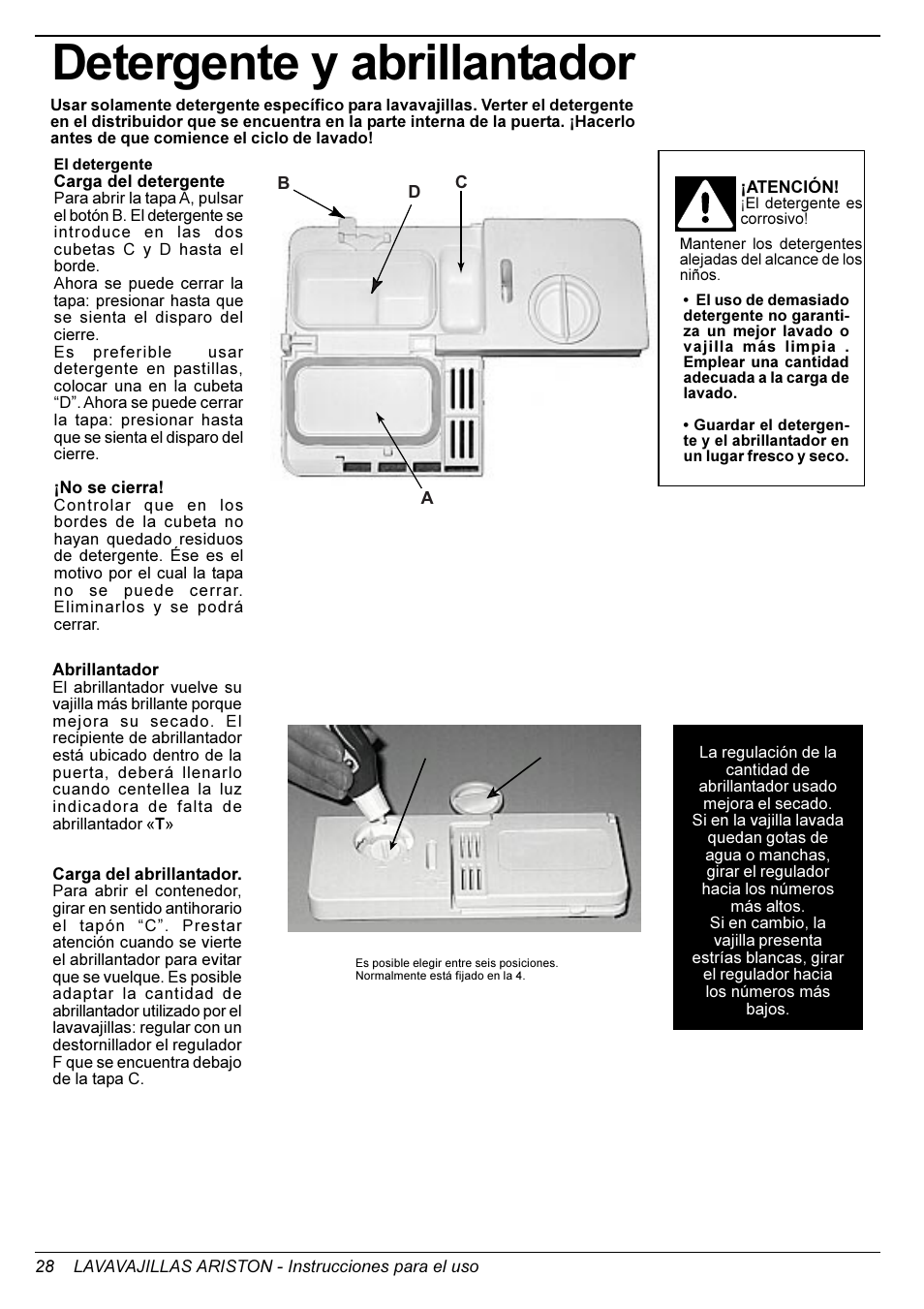 Detergente y abrillantador | Ariston LI 700 I-S-X User Manual | Page 27 / 31
