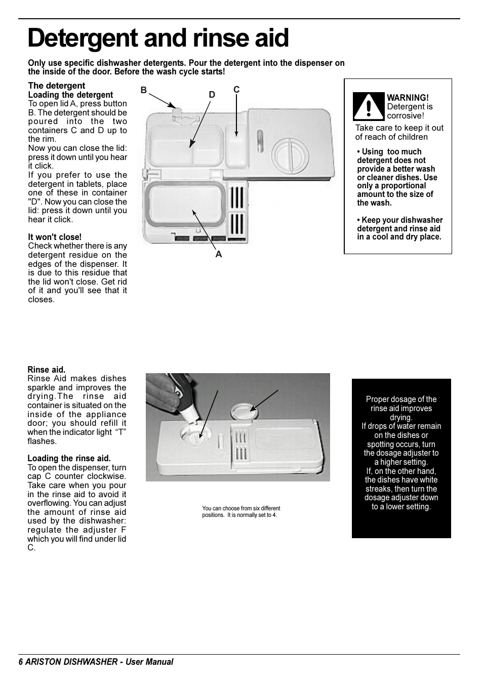 Detergent and rinse aid | Ariston LI 700 I-S-X User Manual | Page 7 / 31