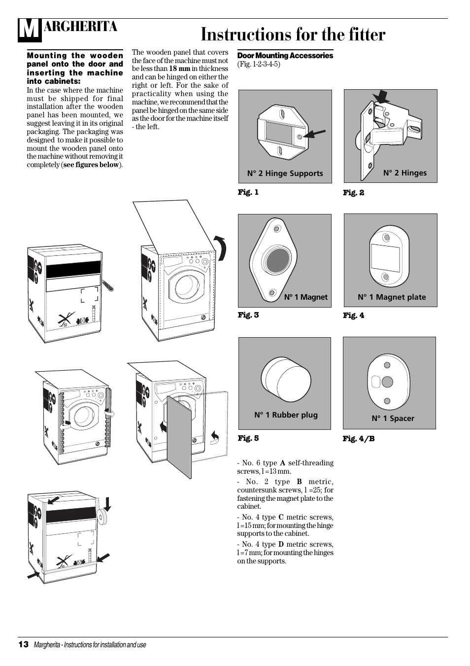 Instructions for the fitter, Argherita, Ab c d e | Ariston CDE 12x User Manual | Page 14 / 20