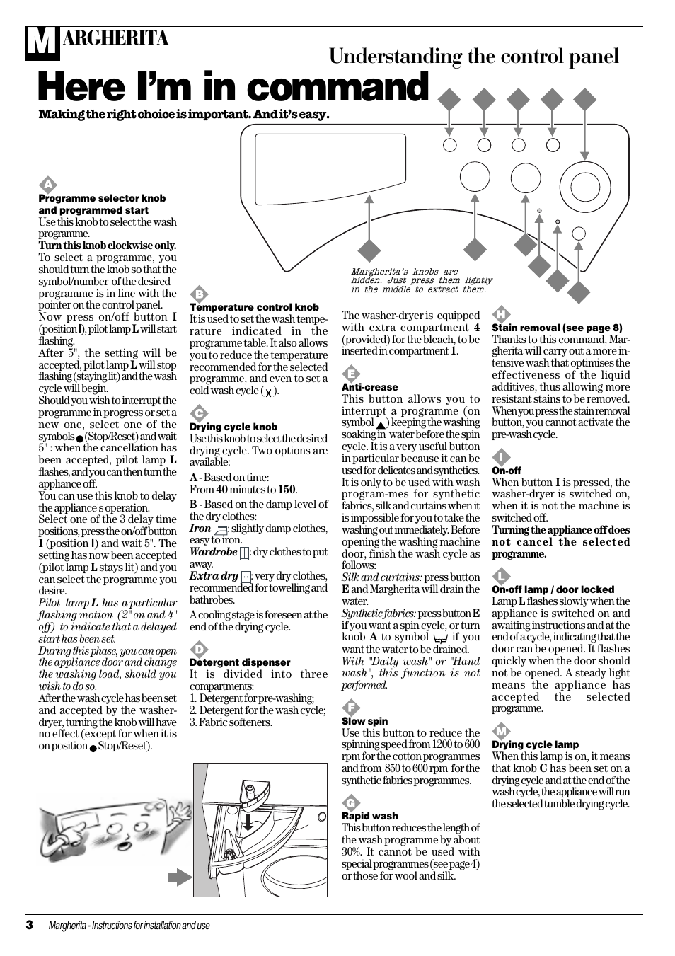 Here im in command, Understanding the control panel, Argherita | Ariston CDE 12x User Manual | Page 4 / 20