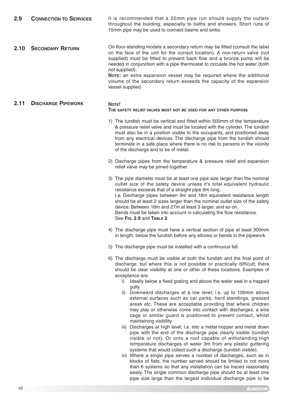 Ariston Unvented Hot Water Storage Cylinders User Manual | Page 10 / 24