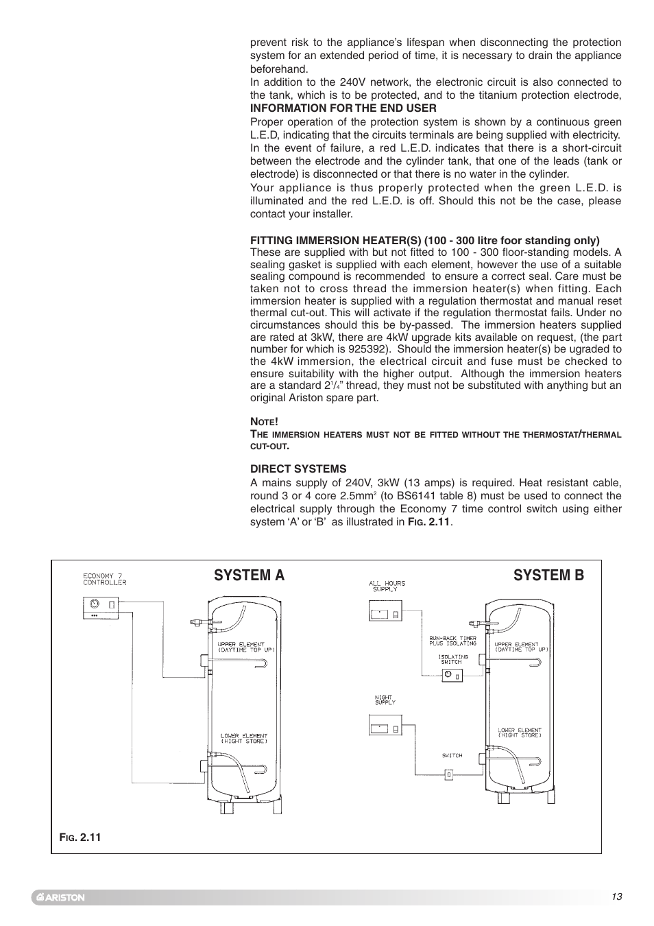 System a system b | Ariston Unvented Hot Water Storage Cylinders User Manual | Page 13 / 24