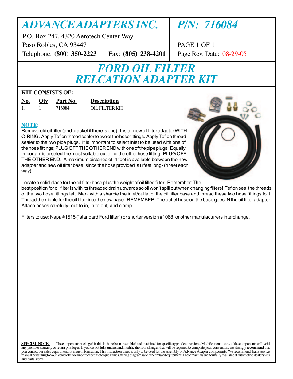 Advance Adapters 716084 User Manual | 1 page