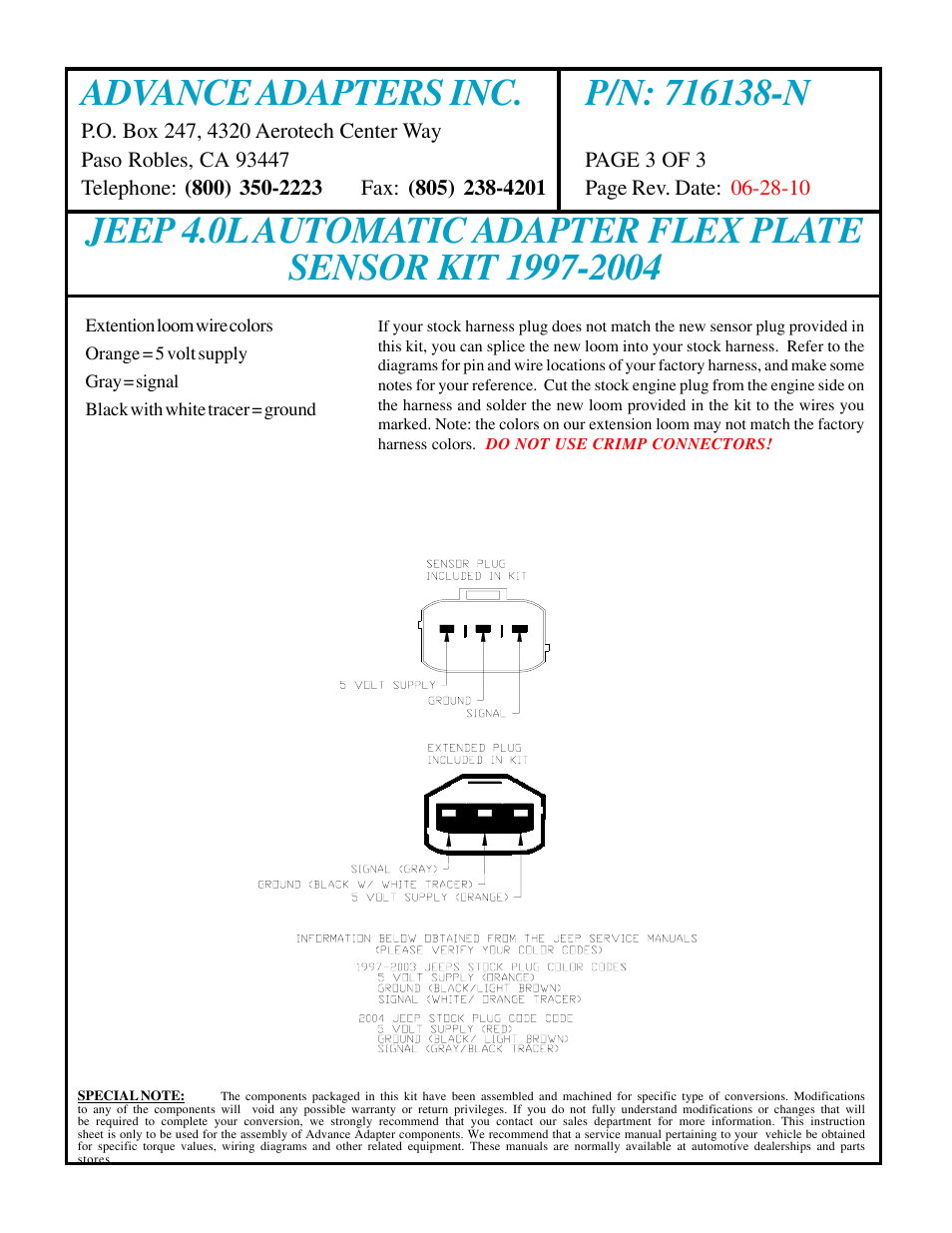 Advance Adapters 716138-N User Manual | Page 3 / 3