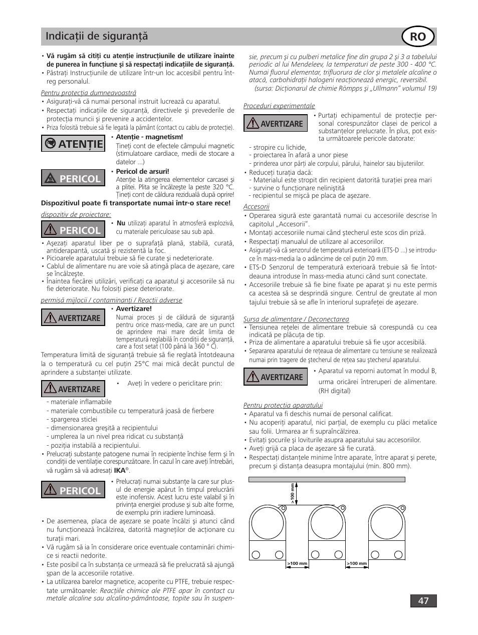 Indicaţii de siguranţă, Atenţie, Pericol | IKA RH digital User Manual | Page 47 / 52