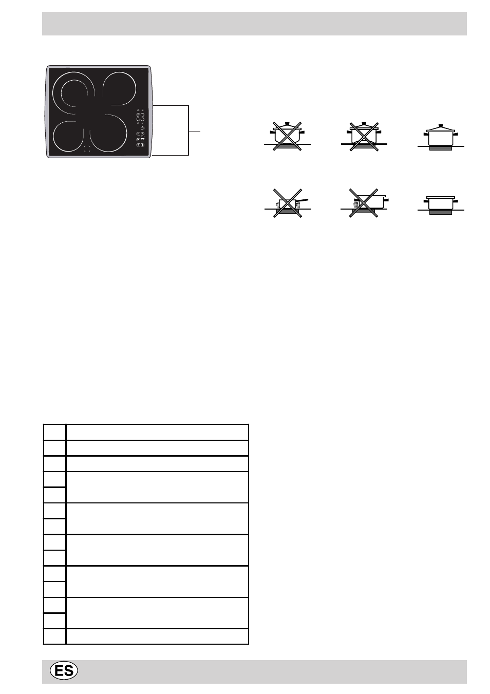 Las distintas funciones presentes en la encimera | Ariston KT 8104 QO User Manual | Page 24 / 43