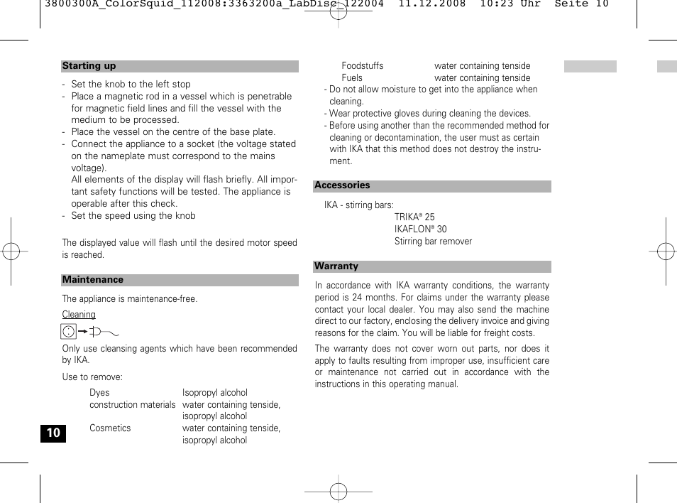 IKA Color Squid User Manual | Page 10 / 40