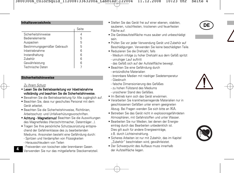 IKA Color Squid User Manual | Page 4 / 40