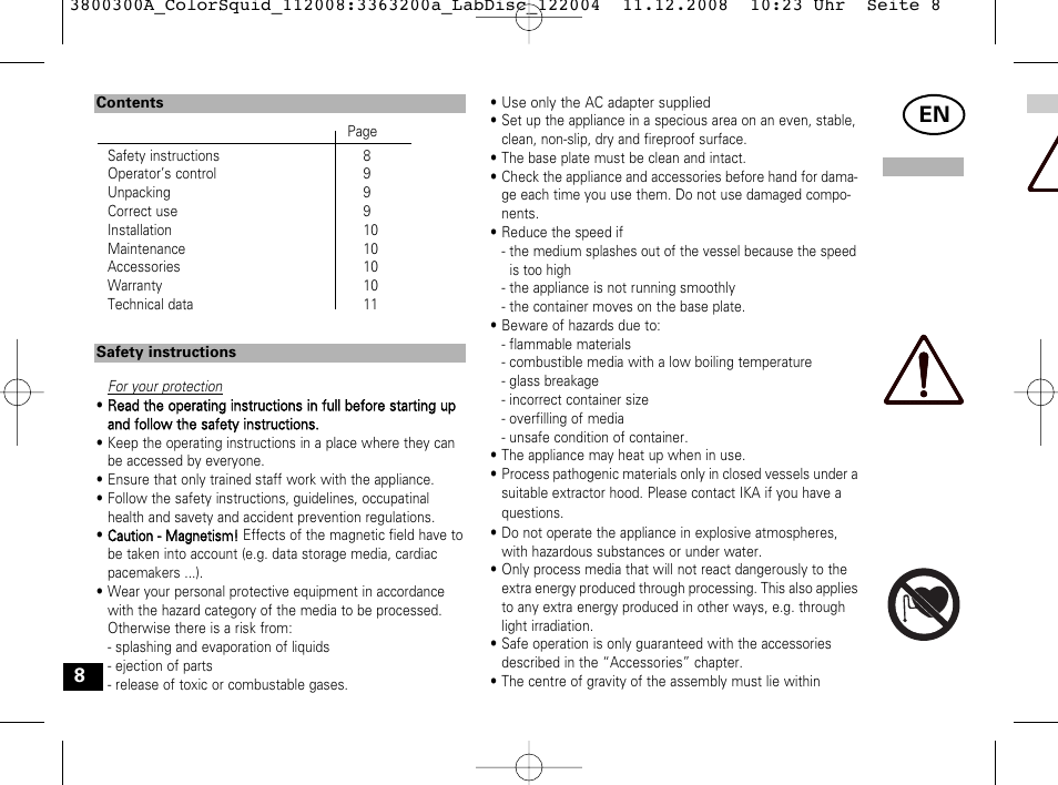 IKA Color Squid User Manual | Page 8 / 40