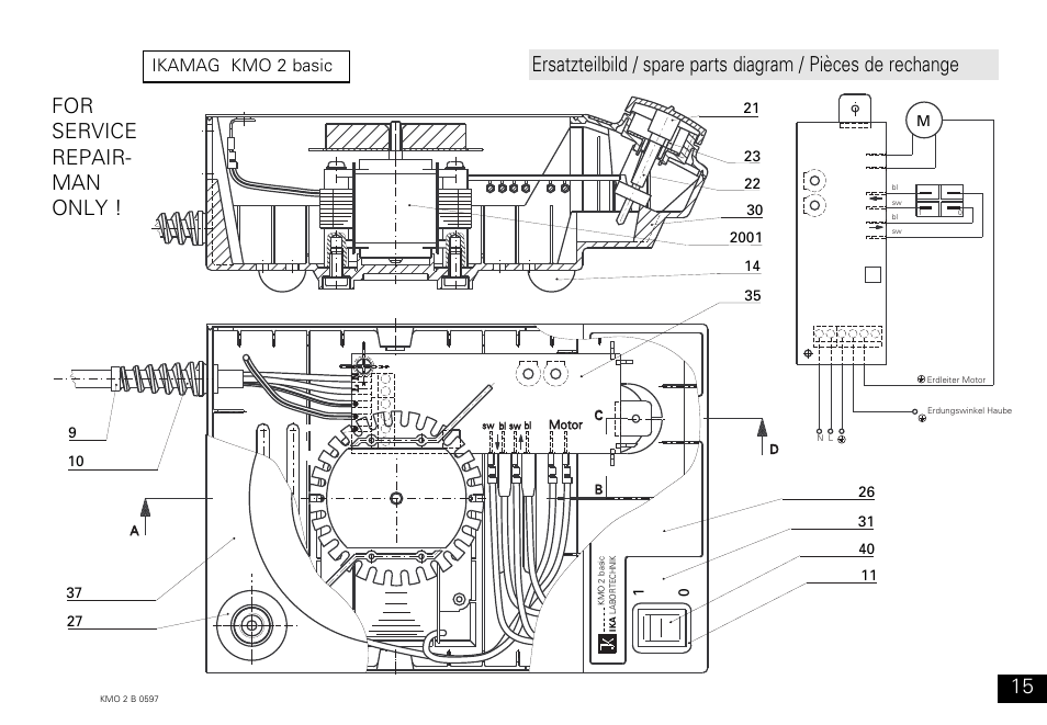 For service repair- man only, Ikamag kmo 2 basic | IKA KMO 2 basic User Manual | Page 15 / 16