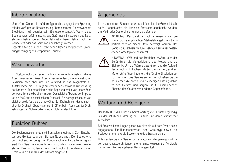 IKA KMO 2 basic User Manual | Page 4 / 16