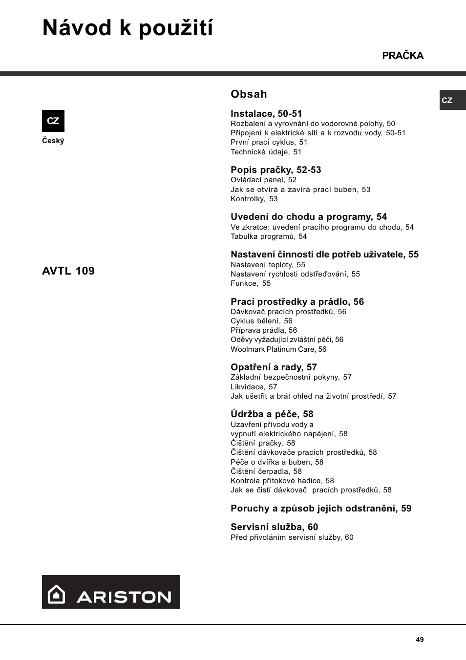 Mikosoft praha s.r.o, Návod k pouití | Ariston AQXLAVTL 109 User Manual | Page 49 / 72