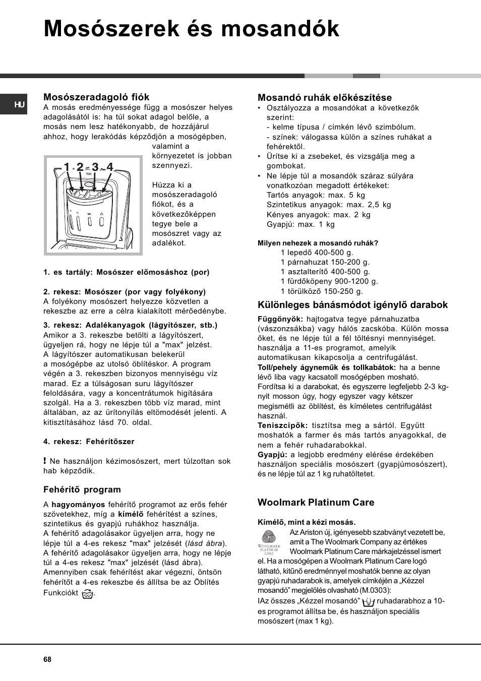 Mikosoft praha s.r.o, Mosószerek és mosandók | Ariston AQXLAVTL 109 User Manual | Page 68 / 72