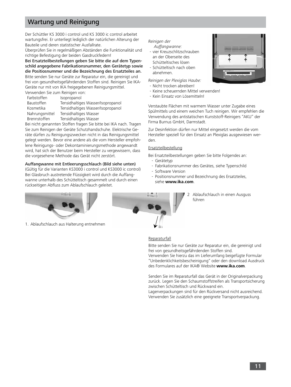 Wartung und reinigung | IKA KS 3000 ic control User Manual | Page 11 / 76