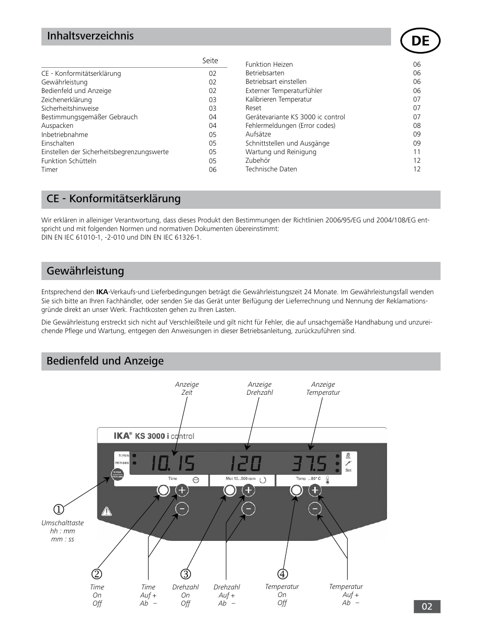 IKA KS 3000 ic control User Manual | Page 2 / 76