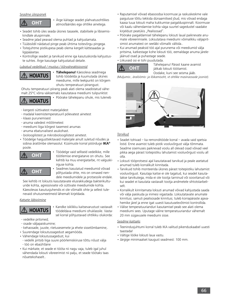 Hoiatus | IKA KS 3000 ic control User Manual | Page 66 / 76