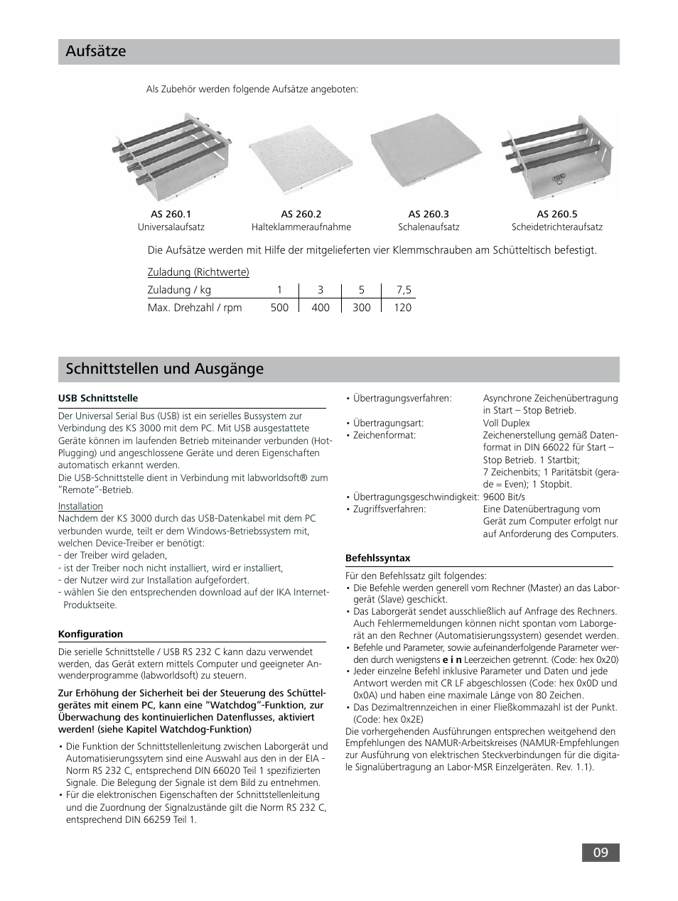 Aufsätze, Schnittstellen und ausgänge | IKA KS 3000 ic control User Manual | Page 9 / 76