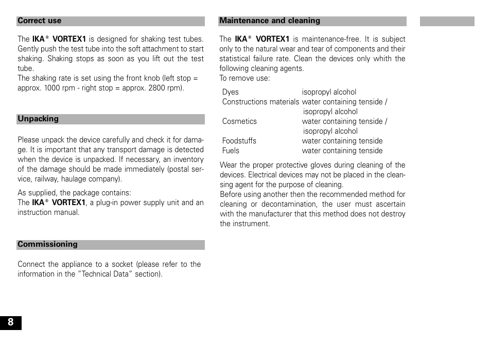 IKA Vortex 1 User Manual | Page 8 / 28