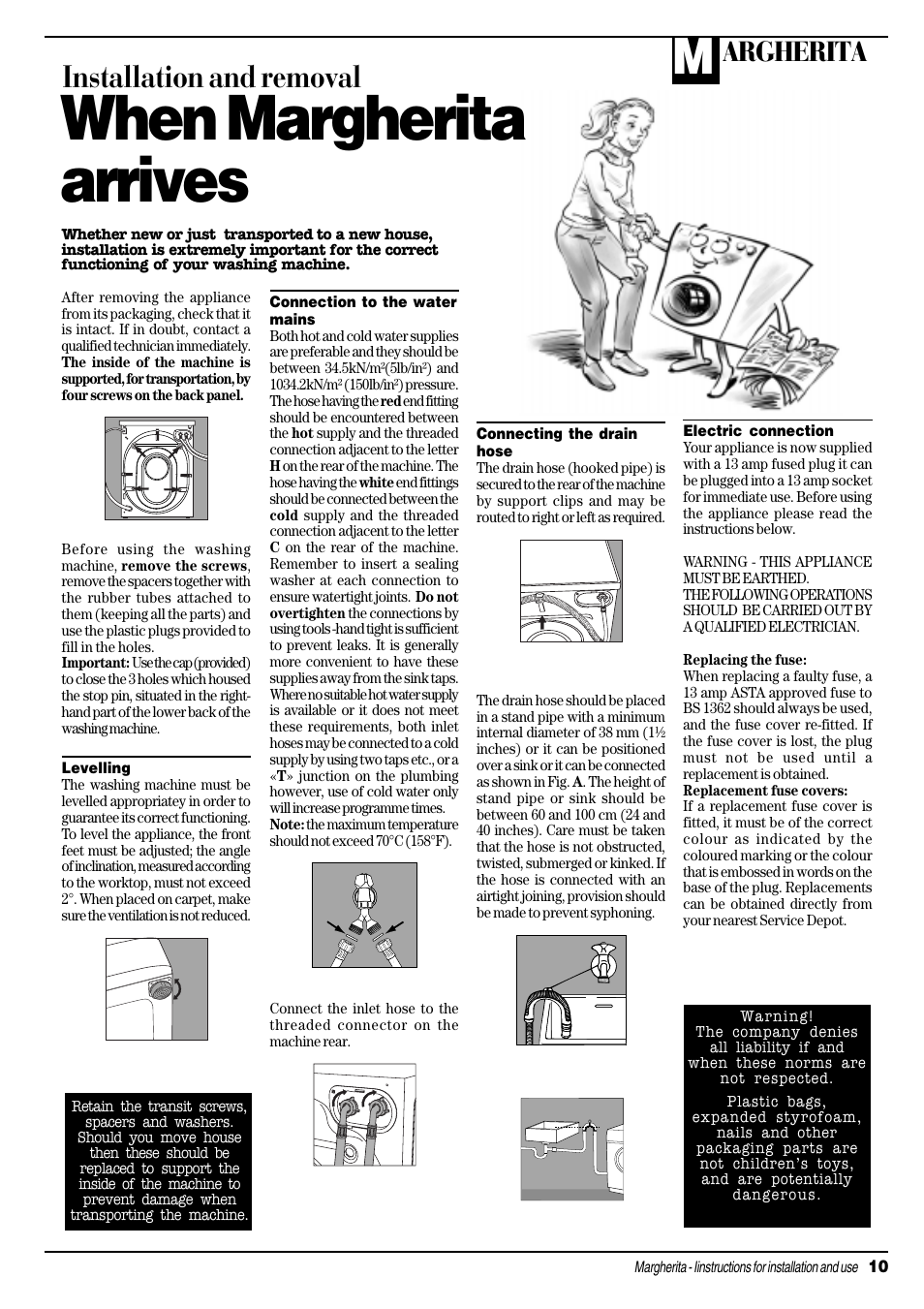 When margherita arrives, Installation and removal, Argherita | Ariston MARGHERITA A1324 User Manual | Page 11 / 16