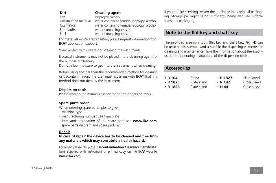 Accessories | IKA T 10 basic ULTRA-TURRAX User Manual | Page 17 / 68
