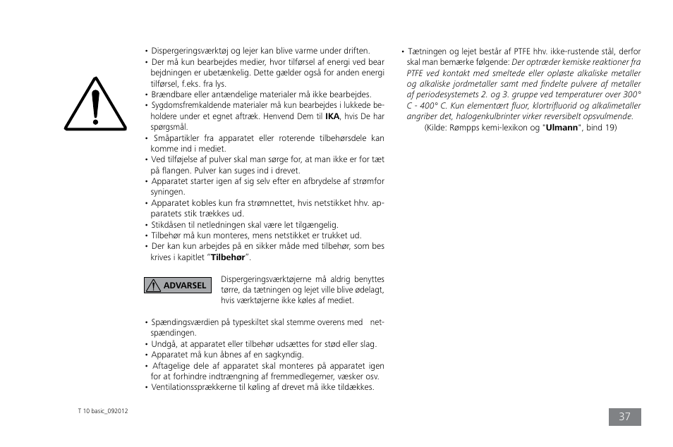 IKA T 10 basic ULTRA-TURRAX User Manual | Page 37 / 68