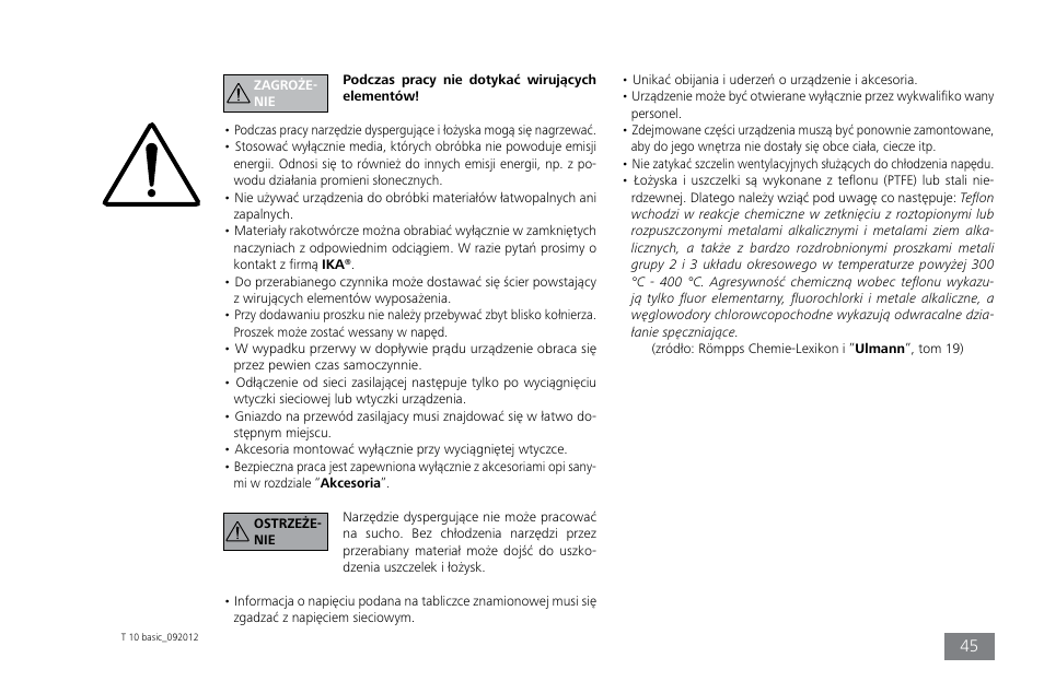 IKA T 10 basic ULTRA-TURRAX User Manual | Page 45 / 68