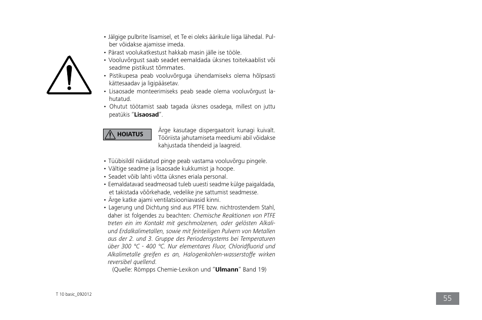 IKA T 10 basic ULTRA-TURRAX User Manual | Page 55 / 68