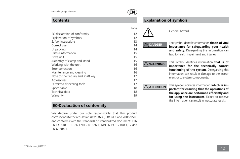 IKA T 10 standard ULTRA-TURRAX User Manual | Page 12 / 68