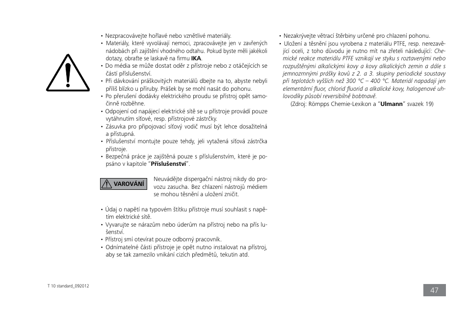 IKA T 10 standard ULTRA-TURRAX User Manual | Page 47 / 68