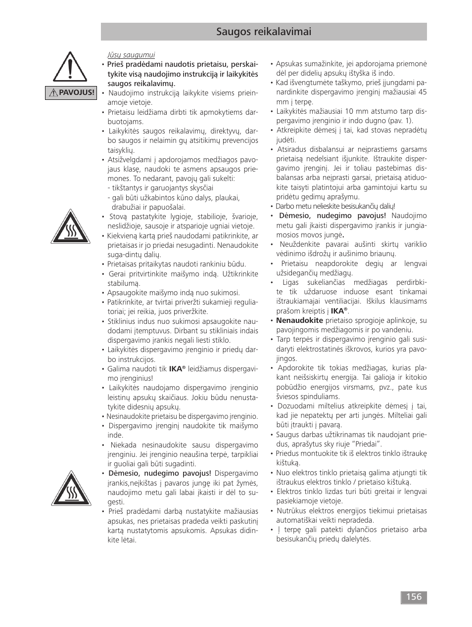 Saugos reikalavimai | IKA T 18 digital ULTRA-TURRAX User Manual | Page 156 / 188