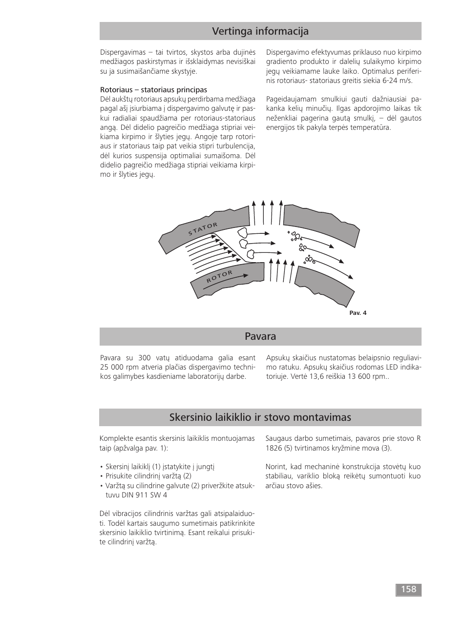 Pavara vertinga informacija, Skersinio laikiklio ir stovo montavimas | IKA T 18 digital ULTRA-TURRAX User Manual | Page 158 / 188