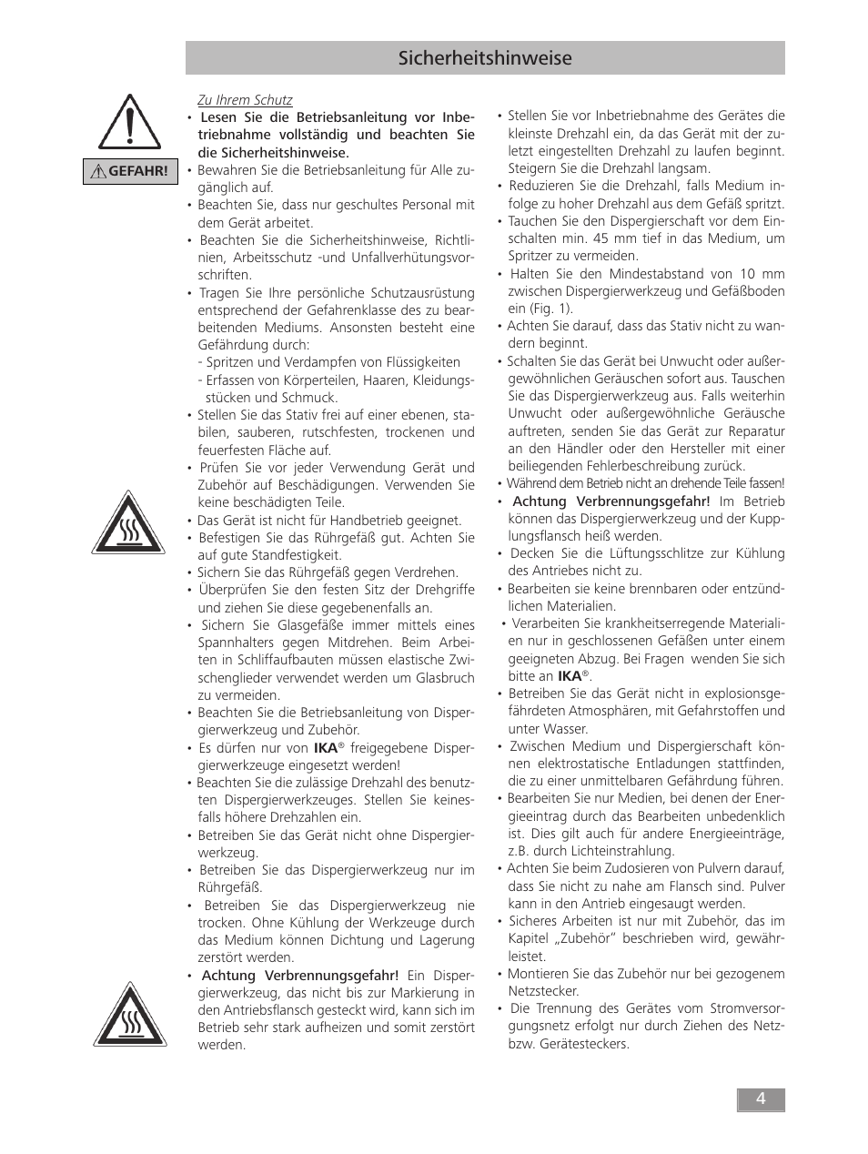 Sicherheitshinweise | IKA T 18 digital ULTRA-TURRAX User Manual | Page 4 / 188