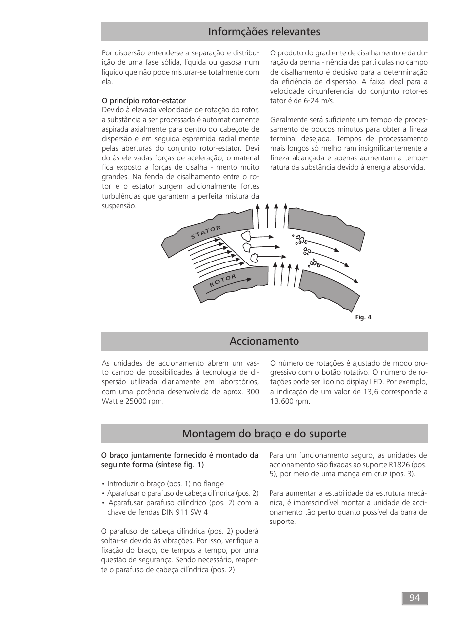 Accionamento informçàões relevantes, Montagem do braço e do suporte | IKA T 18 digital ULTRA-TURRAX User Manual | Page 94 / 188