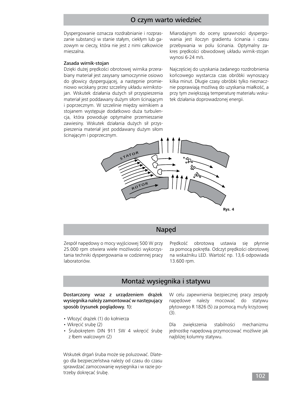 Napęd o czym warto wiedzieć, Montaż wysięgnika i statywu | IKA T 25 digital ULTRA-TURRAX User Manual | Page 102 / 188