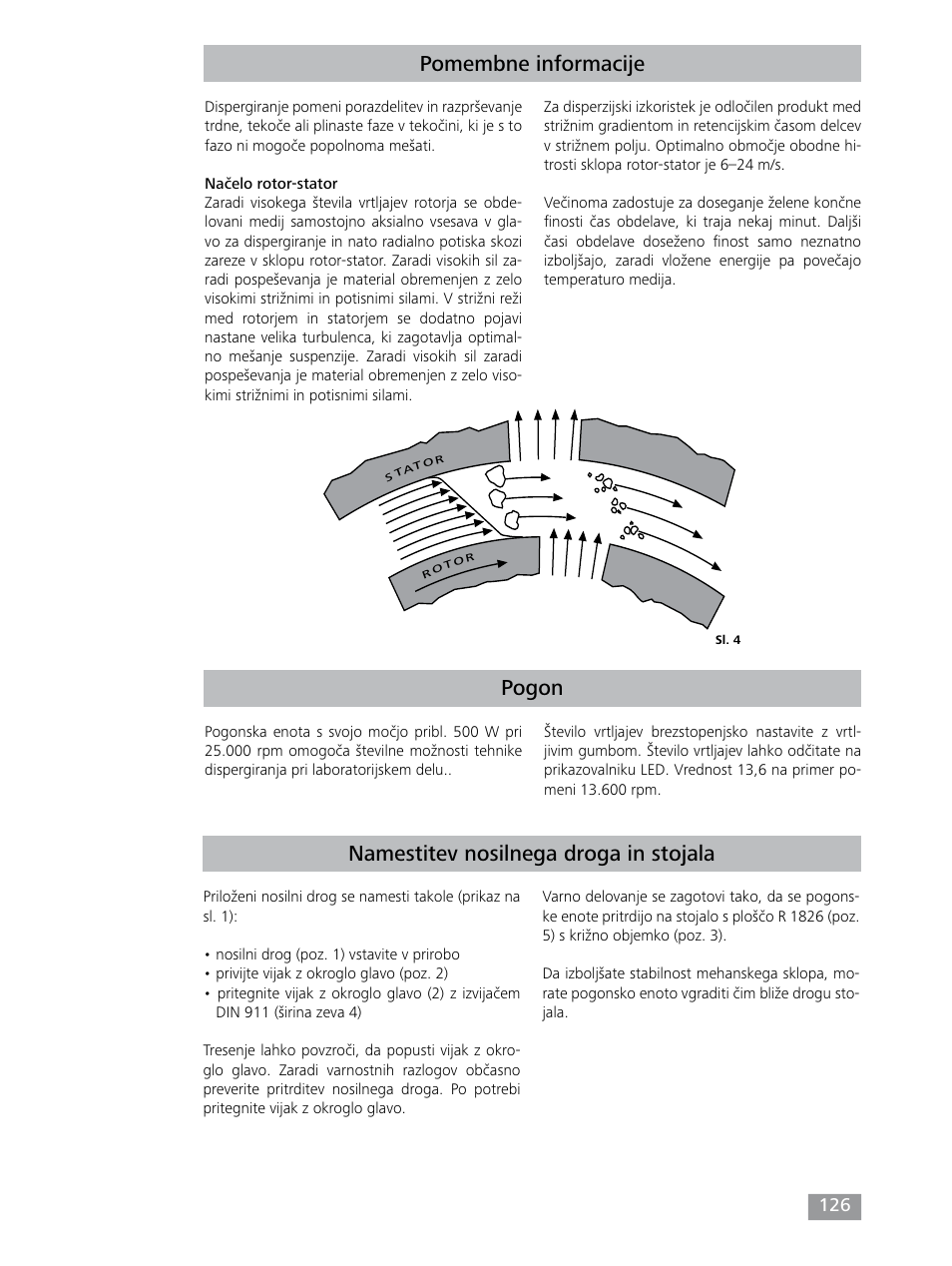 Pogon pomembne informacije, Namestitev nosilnega droga in stojala | IKA T 25 digital ULTRA-TURRAX User Manual | Page 126 / 188