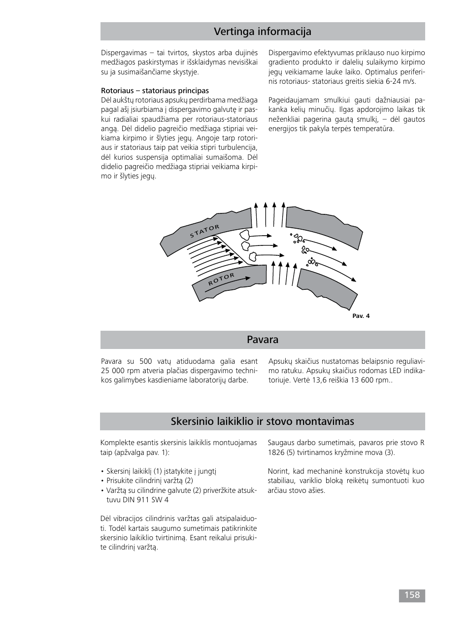 Pavara vertinga informacija, Skersinio laikiklio ir stovo montavimas | IKA T 25 digital ULTRA-TURRAX User Manual | Page 158 / 188