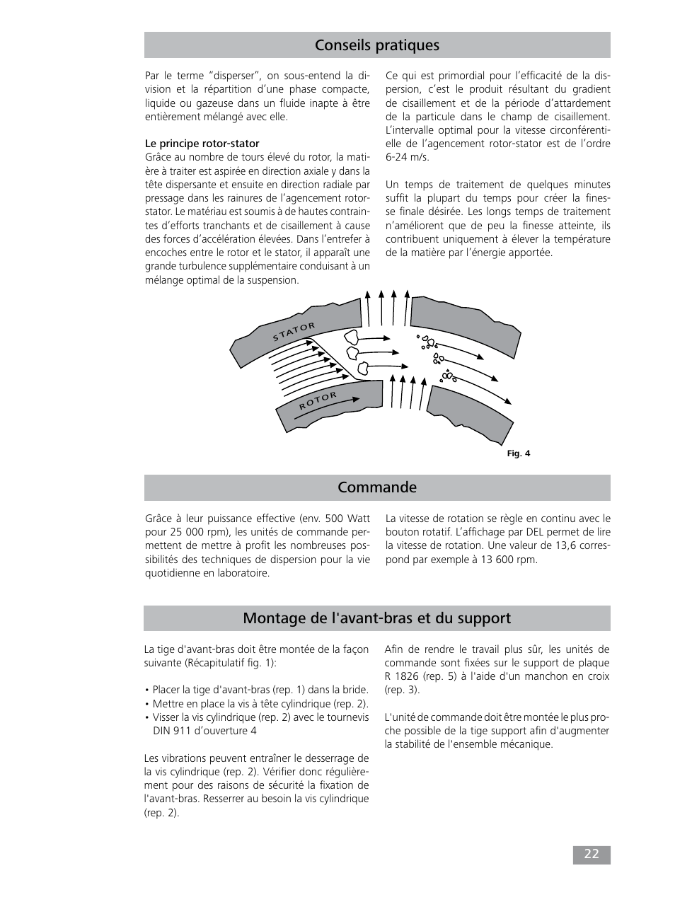 Commande conseils pratiques, Montage de l'avant-bras et du support | IKA T 25 digital ULTRA-TURRAX User Manual | Page 22 / 188